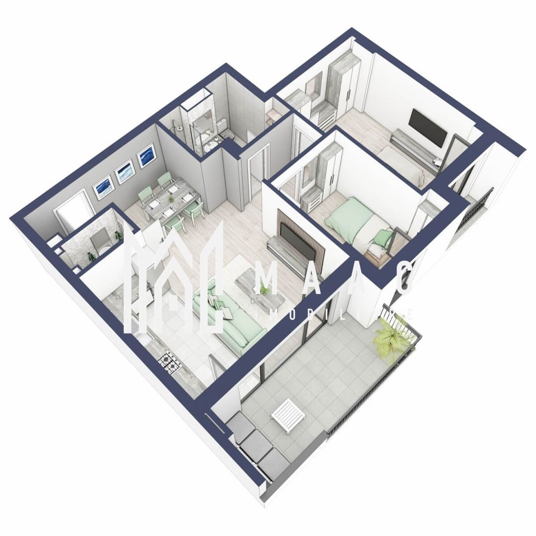 Apartament 3 camere | Etaj 1 | Balcon 10.6 mp | Turnisor - Poză 3