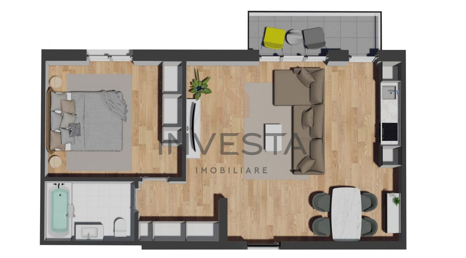 Apartament 2 camere, bloc nou, balcon, zona VIVO! - Schiță 7