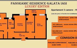 Apartament 3 camere de vanzare in Iasi, Galata, 89,81 mp, bloc nou - Poză 2