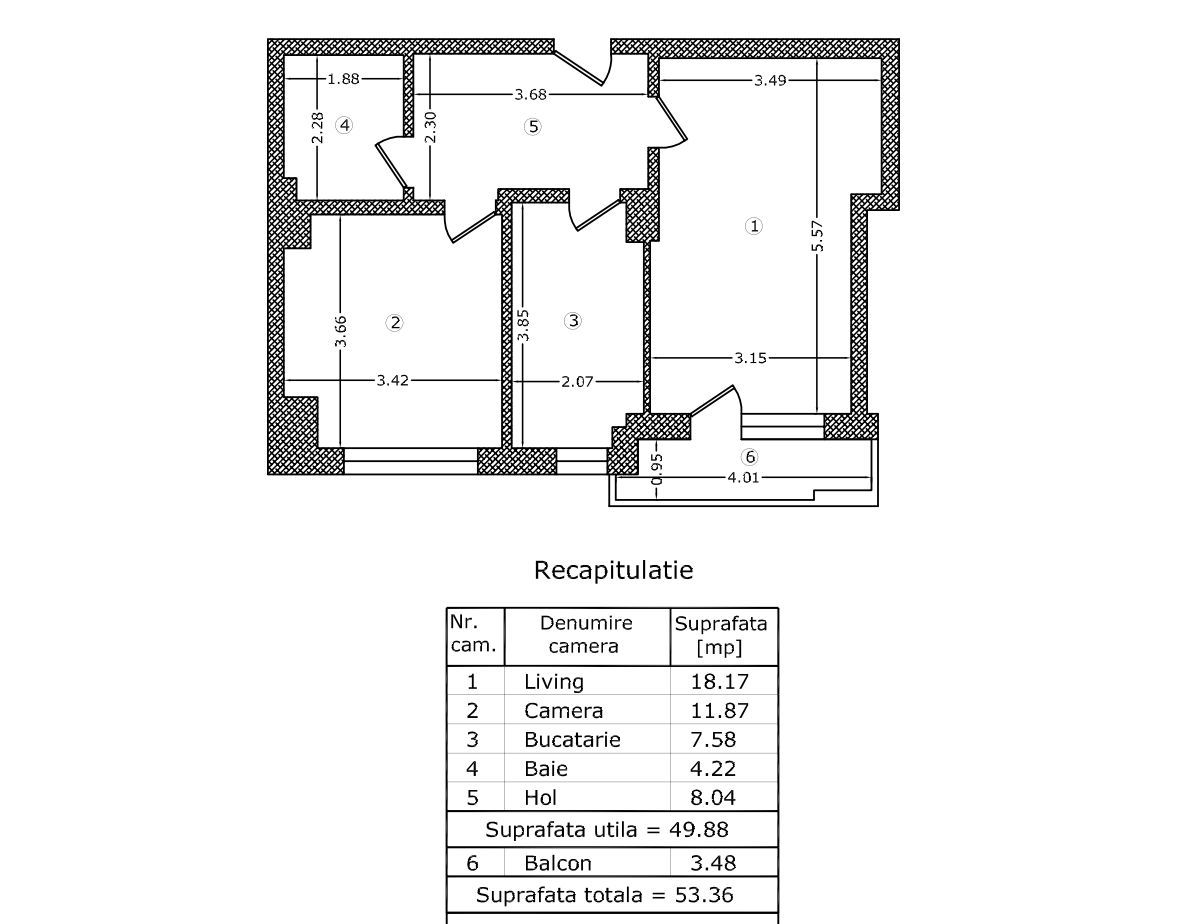 APARTAMENT 2 CAMERE | METROU 1MAI | BLOC NOU - Schiță 11