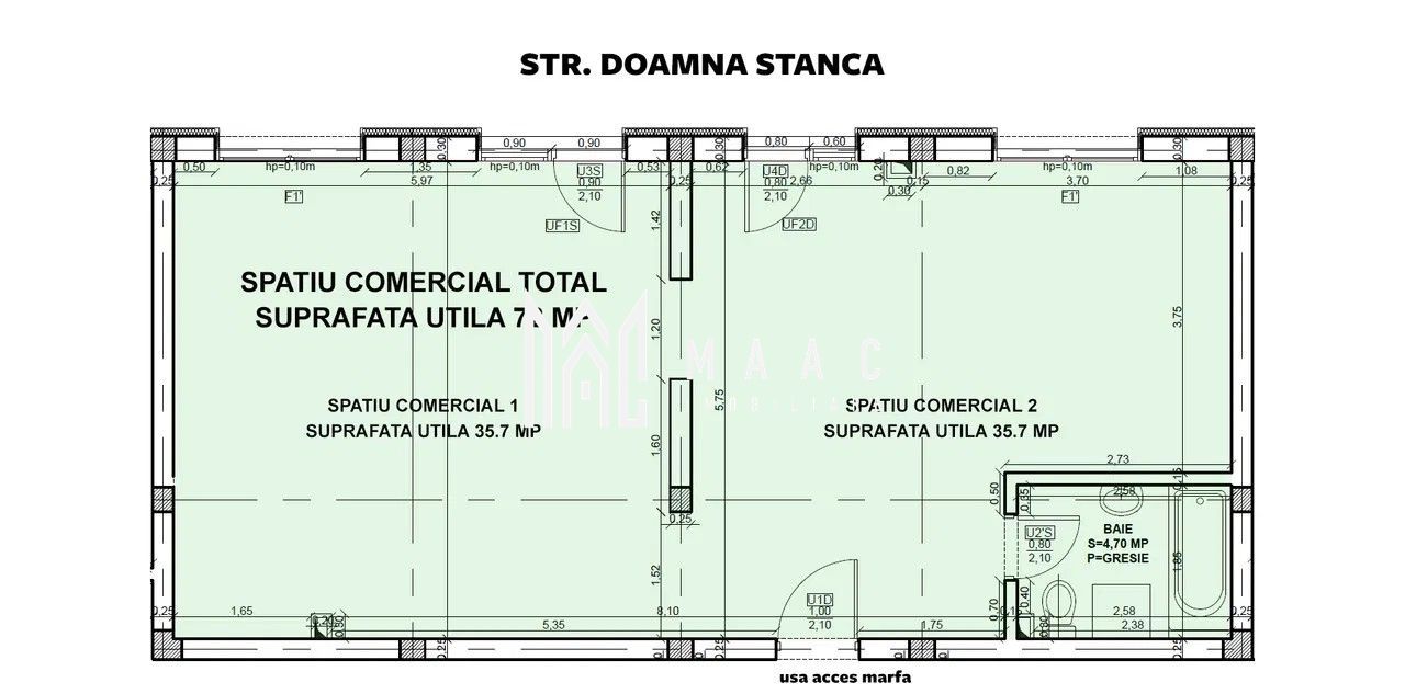 Spațiu Comercial | 364 mp | Open Space | Vitrine | D. Stanca - Schiță 9