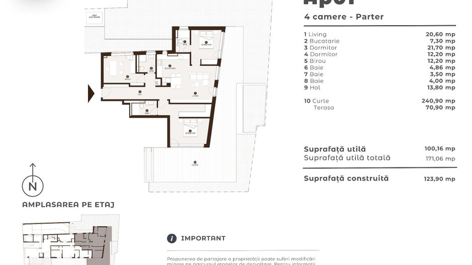 Timpuri Noi | 4 camere 100 mp UTILI | 240 mp GRADINA | 70 mp TERASA - Schiță 13