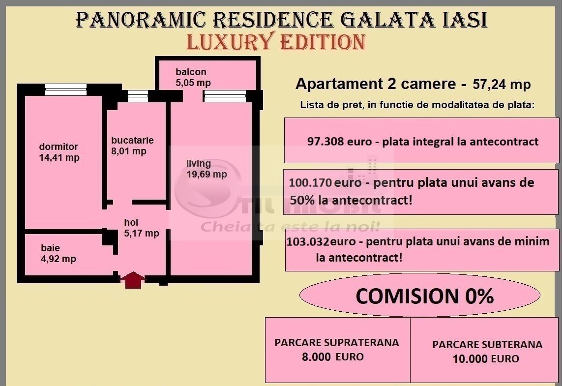 Apartament 2 camere de vanzare in Iasi, Galata, 57,24 mp, bloc nou - Poză 2