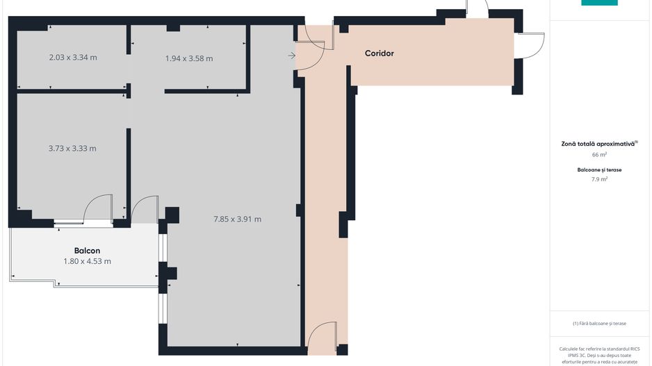 Apartament 2 camere, Iosia 65.92mp - Poză 2