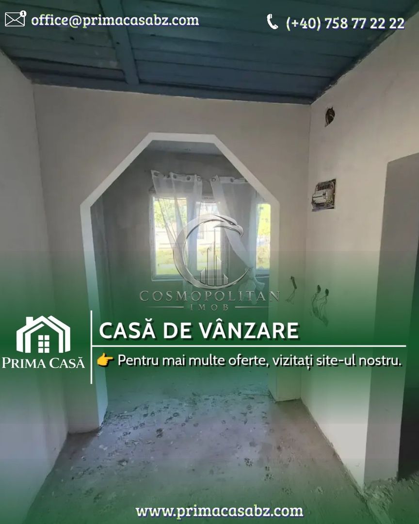 Casa si teren 3500mp in comuna Amaru/BZ ~ 4 camere ~ renovata in 2025 - Poză 1