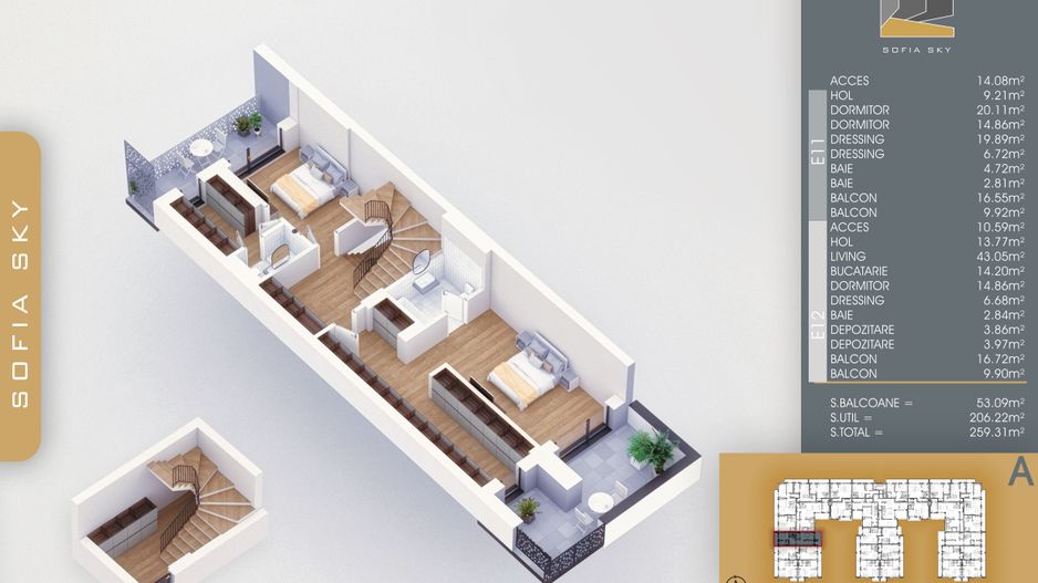 4 camere  duplex -  Titan Pallady  7 min Metrou N Teclu - Schiță 14