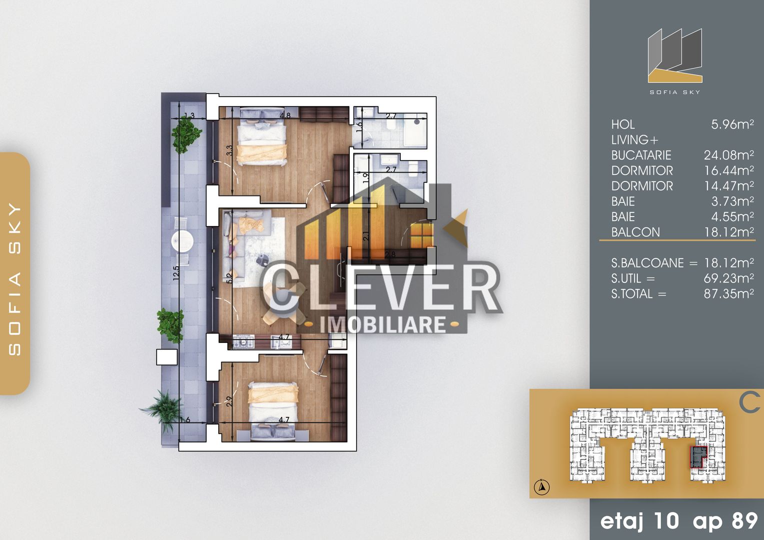 Apartament 3 camere, Finalizat, Comision 0% | metrou Nicolae Teclu - Schiță 9