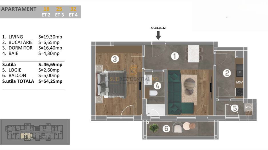Apartament modern in bloc nou, 2 camere, decomandat, zona Metalurgiei - Schiță 5