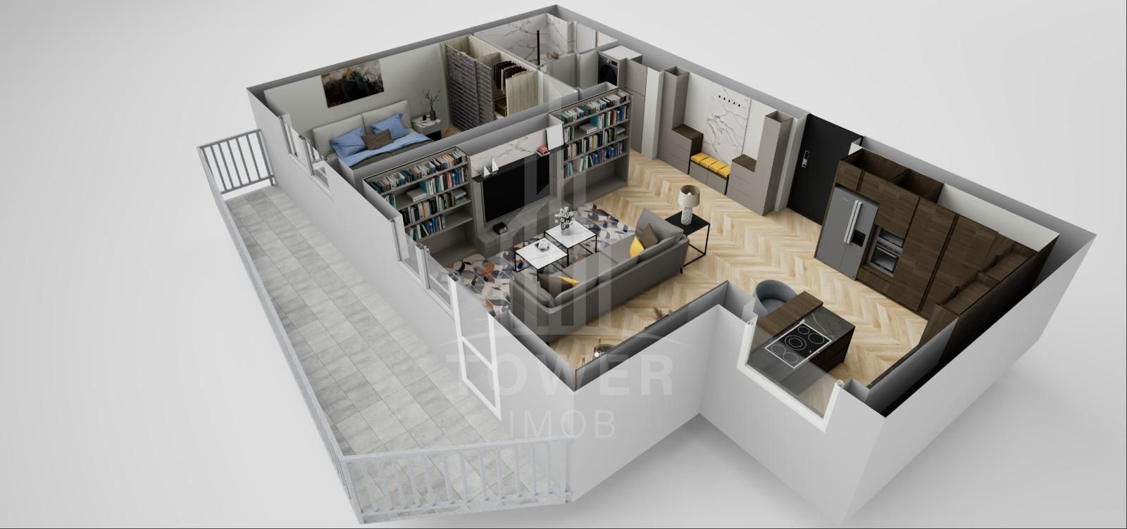 Apartament de 2 camere 60 mp utili + terasă de 12 mp – Hipodrom 3 - Poză 6