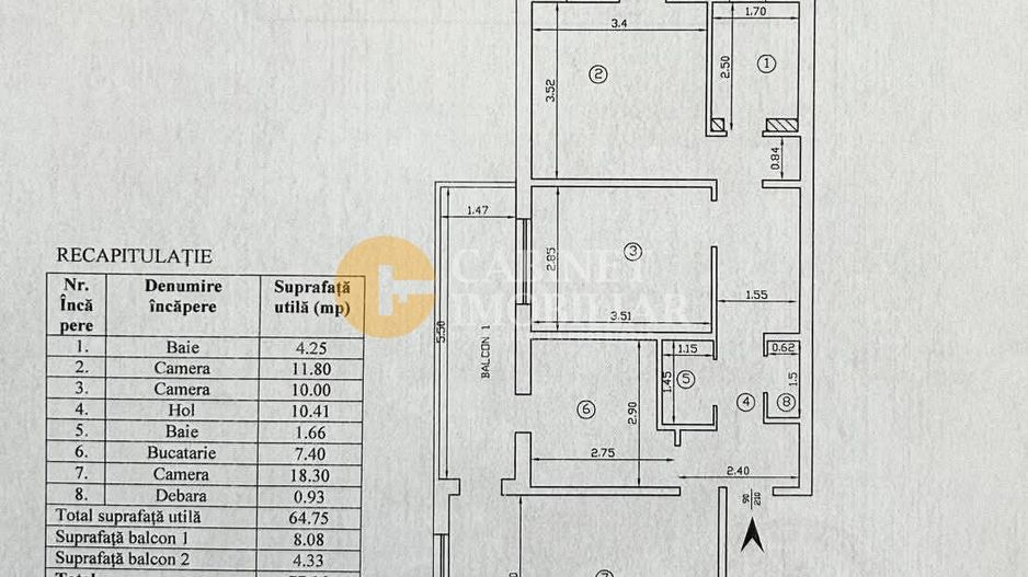 Apartament 3 camere, 2 băi, 77 mp | Mutare imediată | Zona Family Market - Poză 11