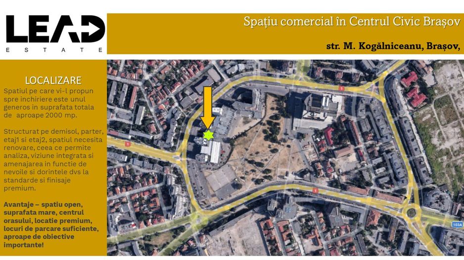 Spatiu comercial de inchiriat, 1974 mp utili, Centrul Civic Brasov! - Poză 2