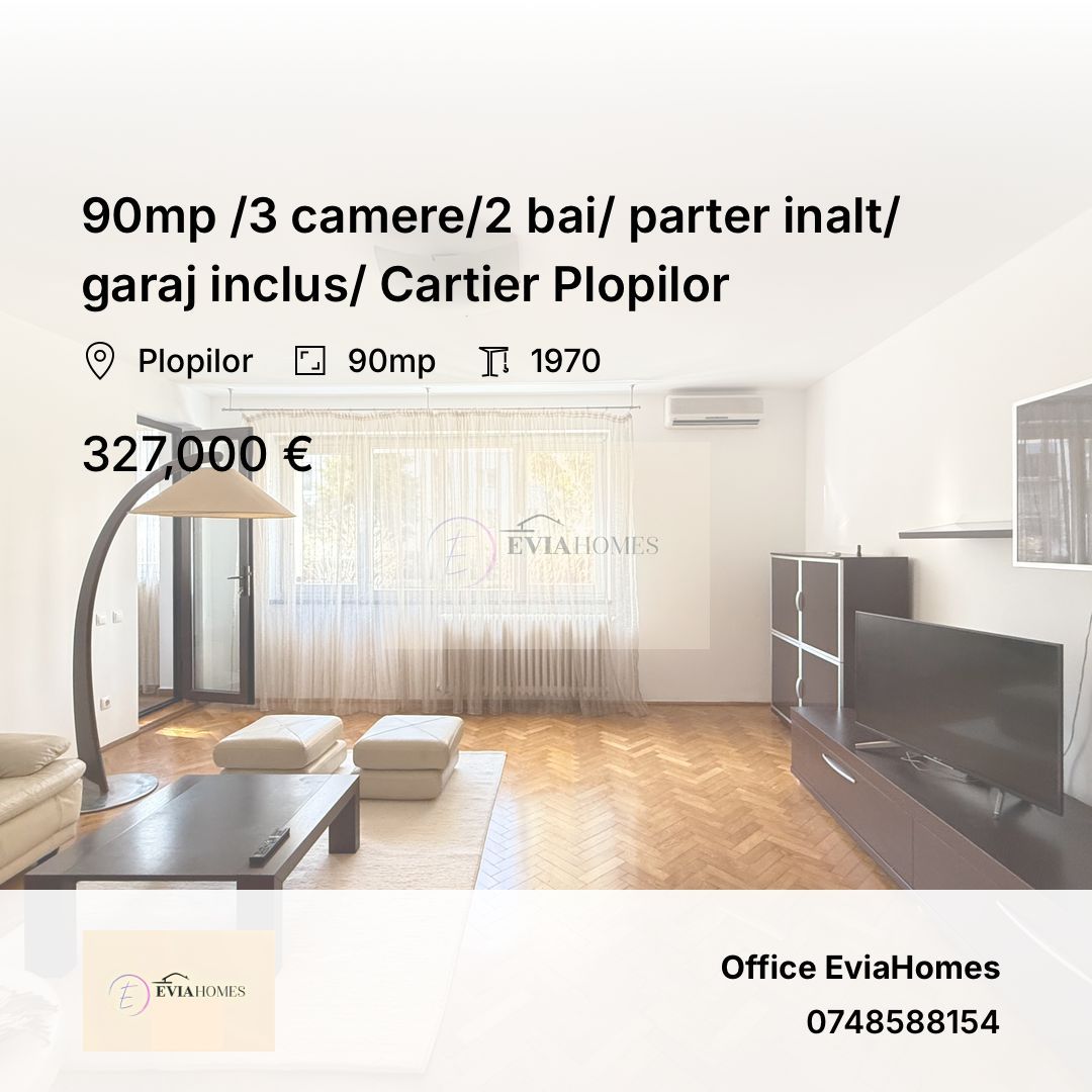 90mp /3 camere/2 bai/ parter inalt/ garaj inclus/ Cartier Plopilor - Poză 1