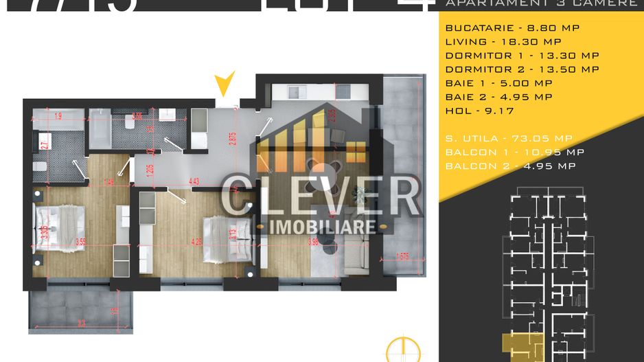 Apartament 3 camere-Metrou Teclu-Theodor Pallady-Sector 3 - Poză 1