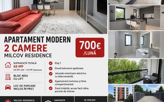 De inchiriat apartament cu 2 camere, Milcov Residence, et. 1, 700 euro - Poză 1