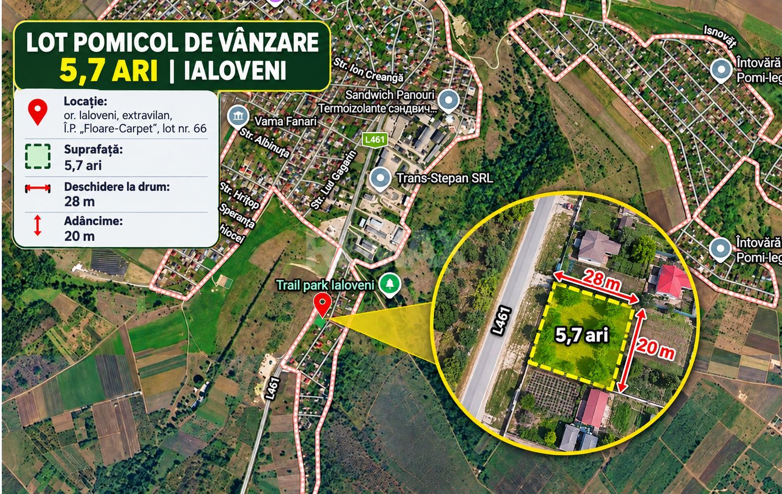 LOT POMICOL DE VÂNZARE – 5,7 ARI | IALOVENI  Î.P. „Floare-Carpet - Poză 1