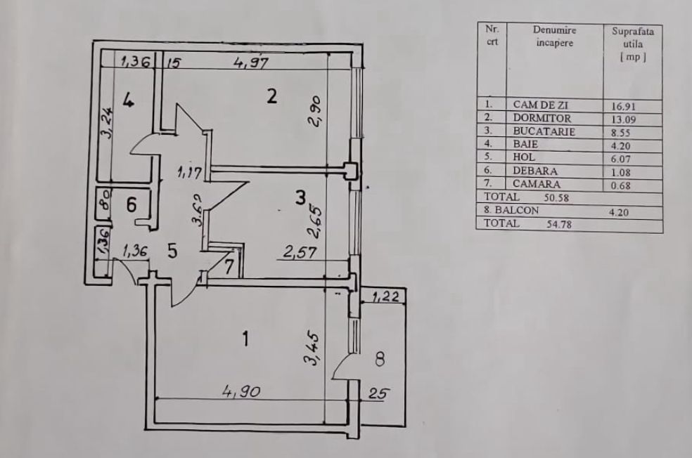 Apartament 2 camere, decomandat – Zona Centrală, bloc Lumina - Schiță 11