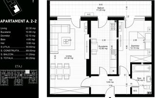 Apartament 2 camere de vanzare Pipera - Schiță 7