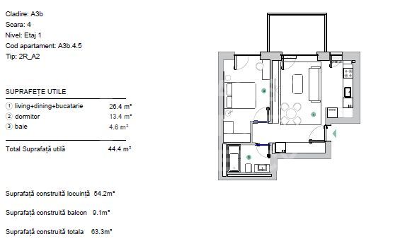 Vânzare, studio dublu, Pipera, rond OMV - Poză 4