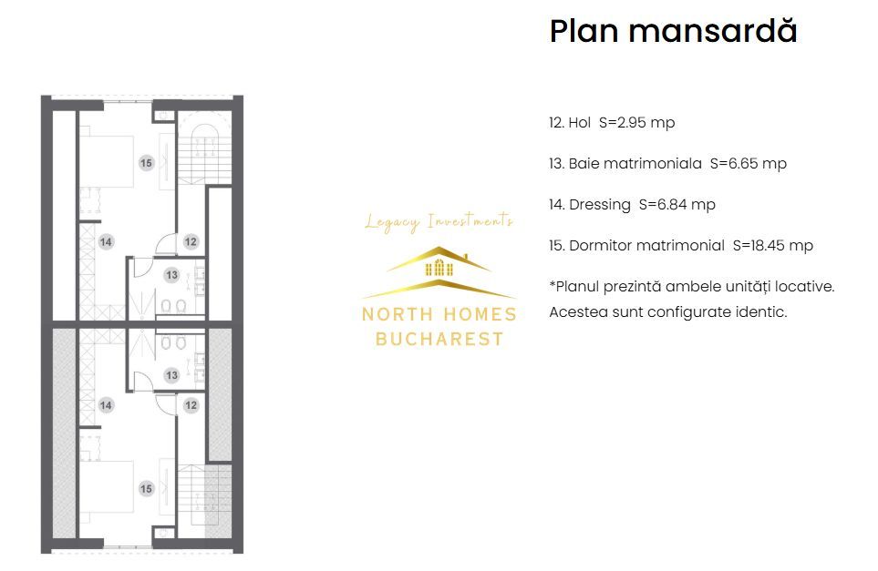 Duplex moder 4 camere, 3 bai, 2 locuri de parcare - Bucurestii Noi - Poză 18