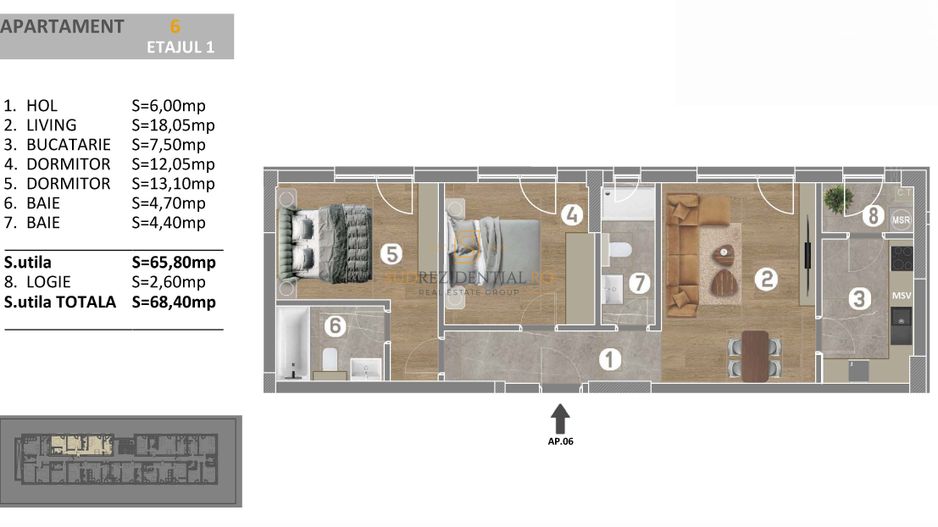 Apartament nou in Metalurgiei, 3 camere, 68.40 mp, Comision 0% - Schiță 9