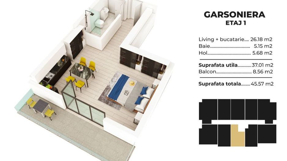 Studio spatios la cheie Sea Breeze Residence II Mamaia Nord - Poză 2