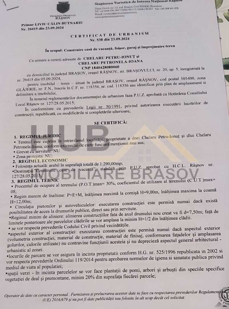 Oportunitate Teren Glajarie Rasnov | 1290mp | PUZ | Curent - Poză 9