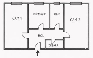2 camere decomandate | Central, Mihai Viteazu| Etaj 2, orientat Sud| - Schiță 6