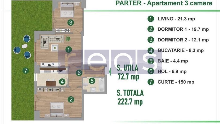 VANZARE APARTAMENT 3 CAMERE + CURTE 150 MP | ZONA ANDRONACHE | RENOVAT - Poză 14