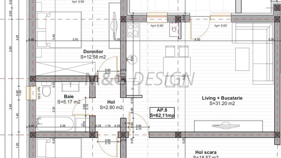 Apartament 3 camere Giroc bloc nou - Schiță 13