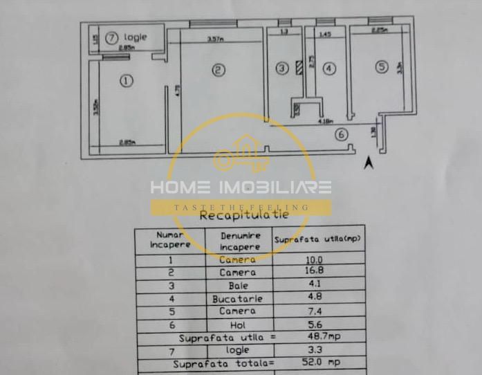 Etaj 1/Apartament 3Camere 52mp/Loc de parcare/Zona Mircea cel Batran - Poză 8