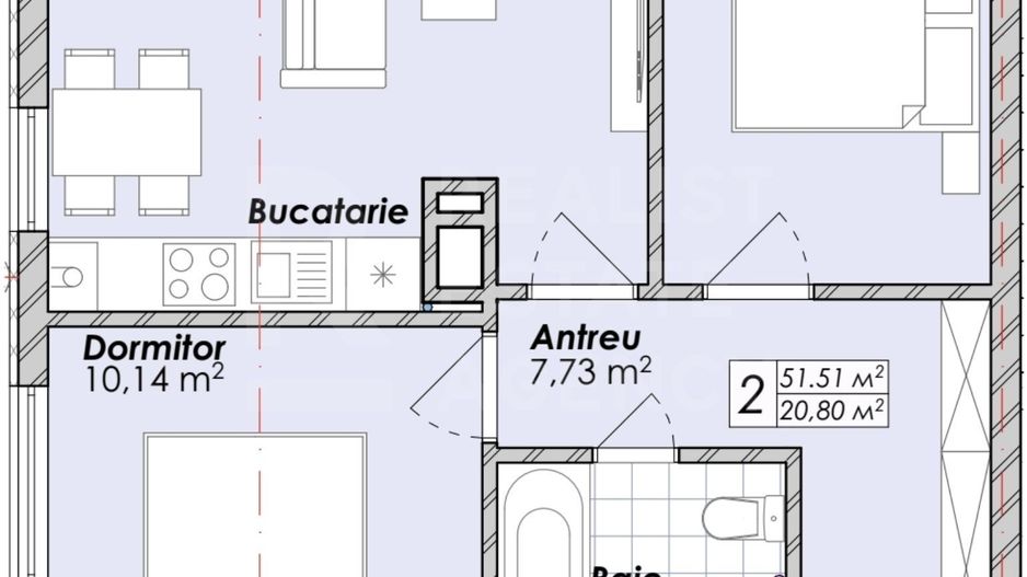 Vânzare, apartament, 2 camere + living, strada Soarelui, Botanica - Poză 2