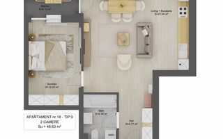 Apartament Bun la pret Corect! 2 camere zona Shopping City Sibiu - Schiță 6