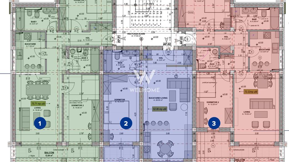Apartament 3 camere, LA CHEIE, 75 mp, Sibiu - Schiță 8