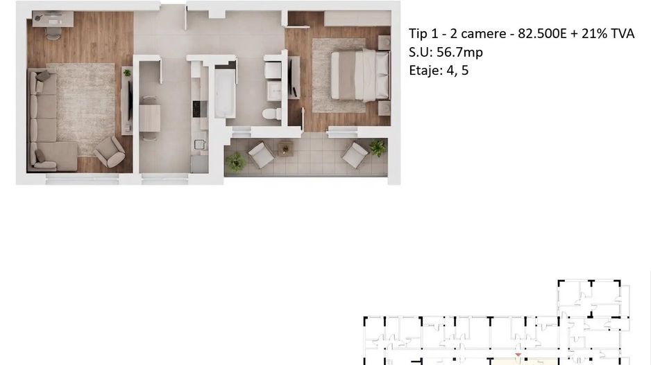 Apartamente 2 camere PLATINUM RESIDENCE Faza 3 - 2026 - Grand Arena - Schiță 26