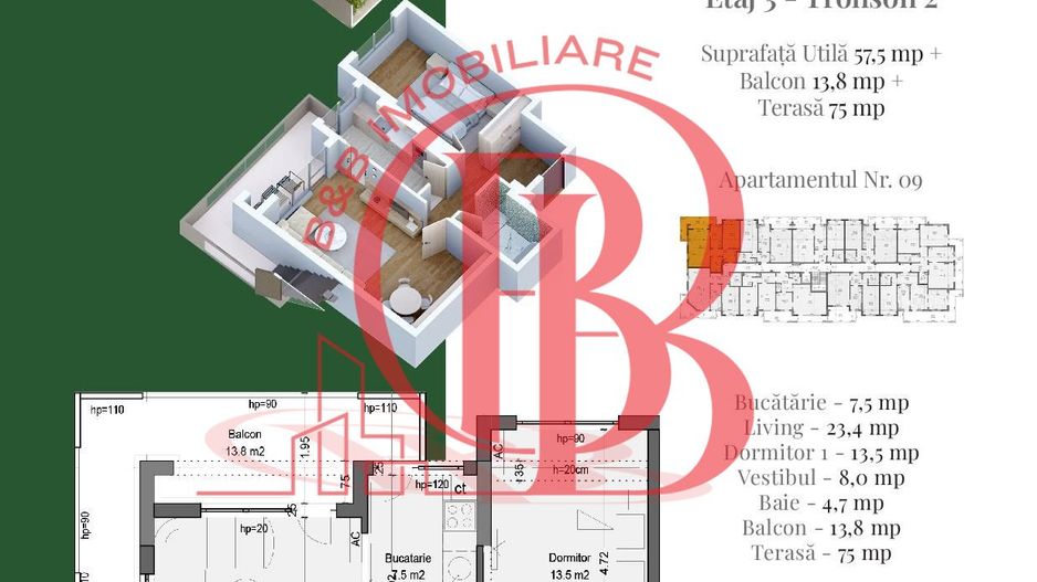 Apartament 2 camere cu Rooftop Privat Theodor Pallady - Schiță 3