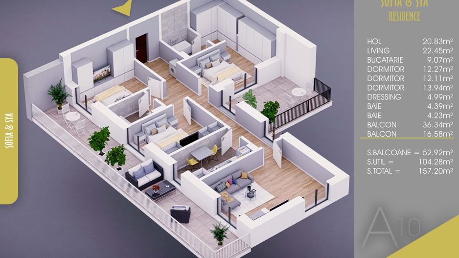 Apartament 4 camere finalizat mutare rapida - Schiță 8