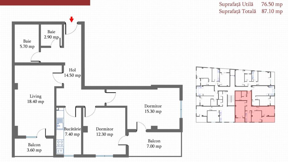 Ap. 3 Camere, 87 mp, decomandat, 2 balcoane, zona de case, Militari-Margelelor - Schiță 15