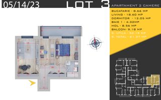 Apartament 2 camere Mobilat Theodor Pallady-Finalizat - Schiță 9