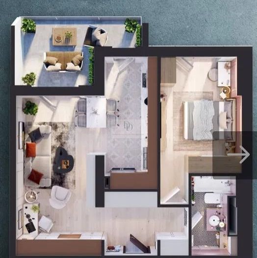Apartament cu 2 camere | Cartier Iris- noul Mall Rivus - Poză 11