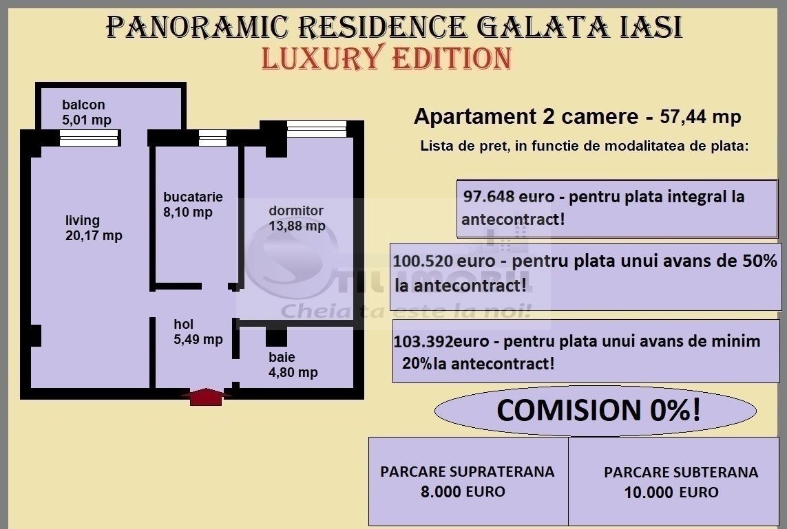 Apartament decomandat de vanzare in Iasi, Galata, 57,44 mp, bloc nou - Poză 2