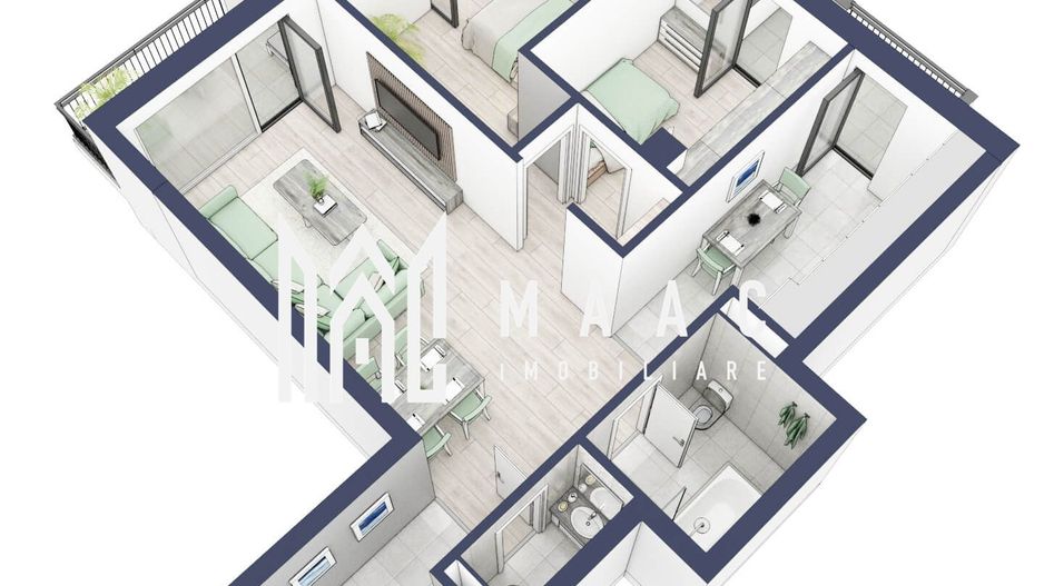 Apartament 3 camere | Balcoane 16.1 mp | Etaj 2 | Turnisor - Poză 5