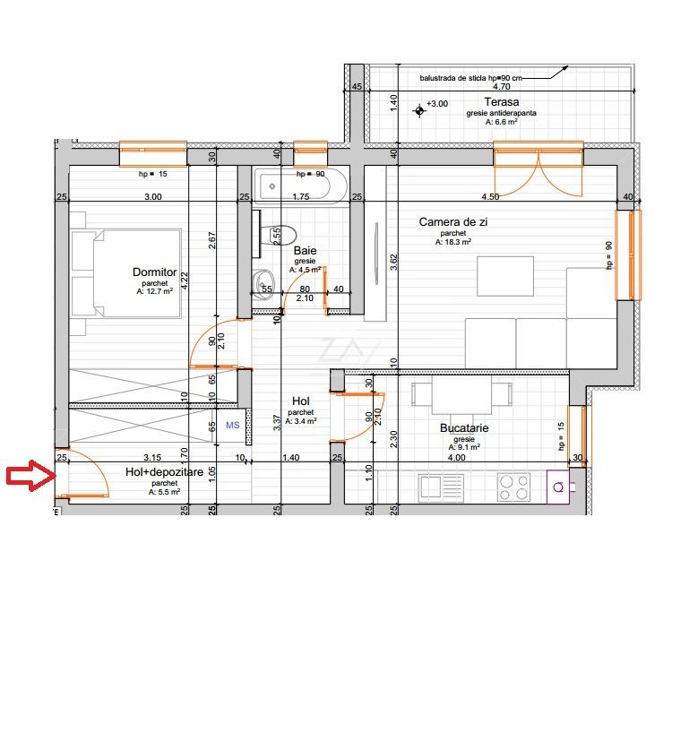 Apartament nou cu bucatarie inchisa. Clima. Langa magazin si transport in comun. - Schiță 10