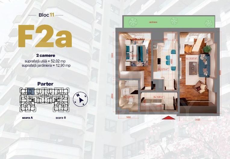 Apartament cu 2 camere, de tip F2 - Royal Town Copou - Poză 1