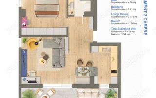 Apartament 3 camera Aradului bloc nou - Schiță 15