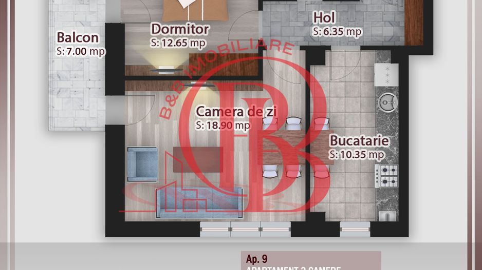 2 camere decomandat -parcare bonus oferta lansare proiect Pallady - Schiță 1