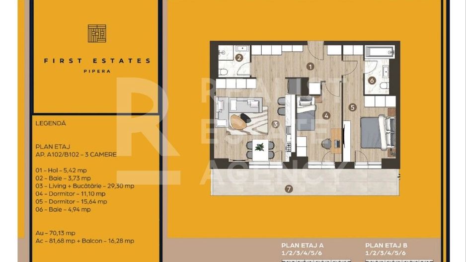 Vânzare, apartament, 3 camere, complexul First Estates Pipera - Schiță 14