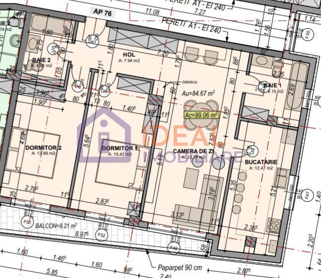 Apartament generos de 3 camere cu balcon,  85 mp utili, zona Turnisor - Poză 11