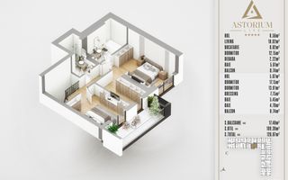 4 camere Duplex  Proiect Premium Titan Pallady - Schiță 5