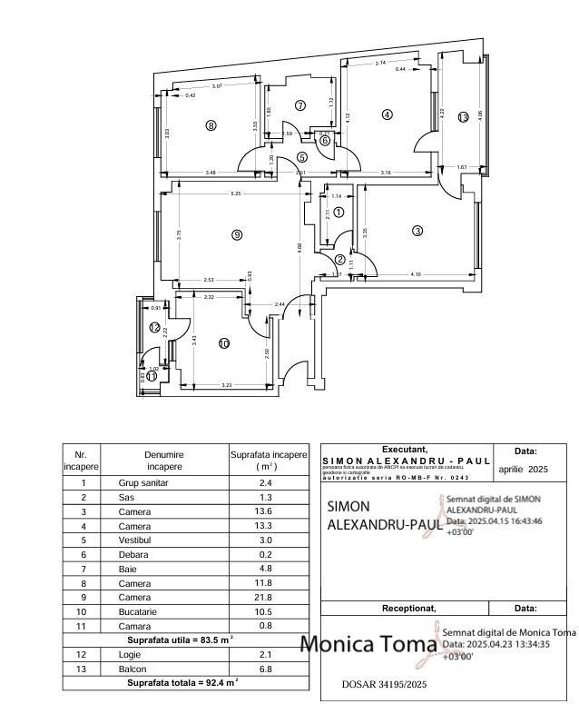 APARTAMENT 4 CAMERE ZONA iANCULUI - RITMULUI - FERDINAND - Schiță 13