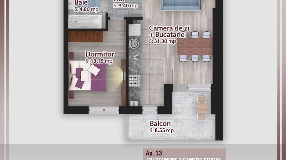 2 camere spatios -oferta lansare proiect Pallady - Schiță 6